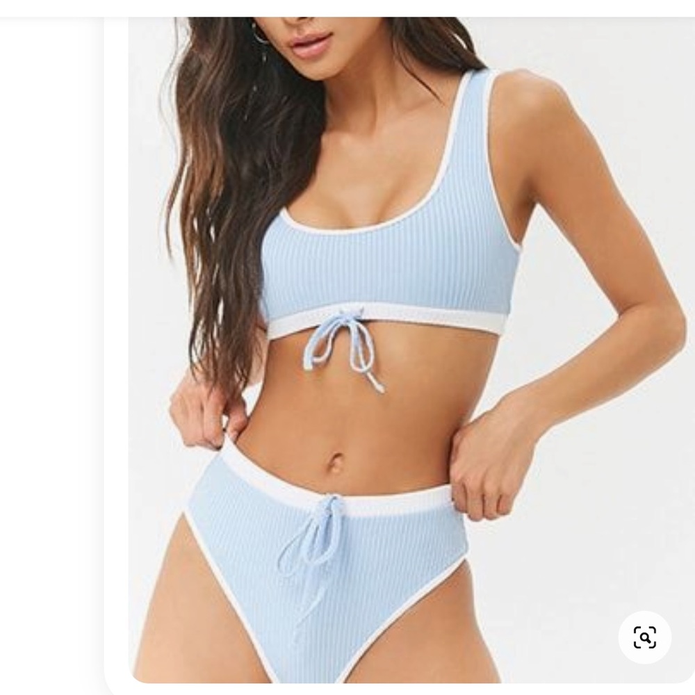 Forever 21 tan Ribbed contrast high waisted bikini